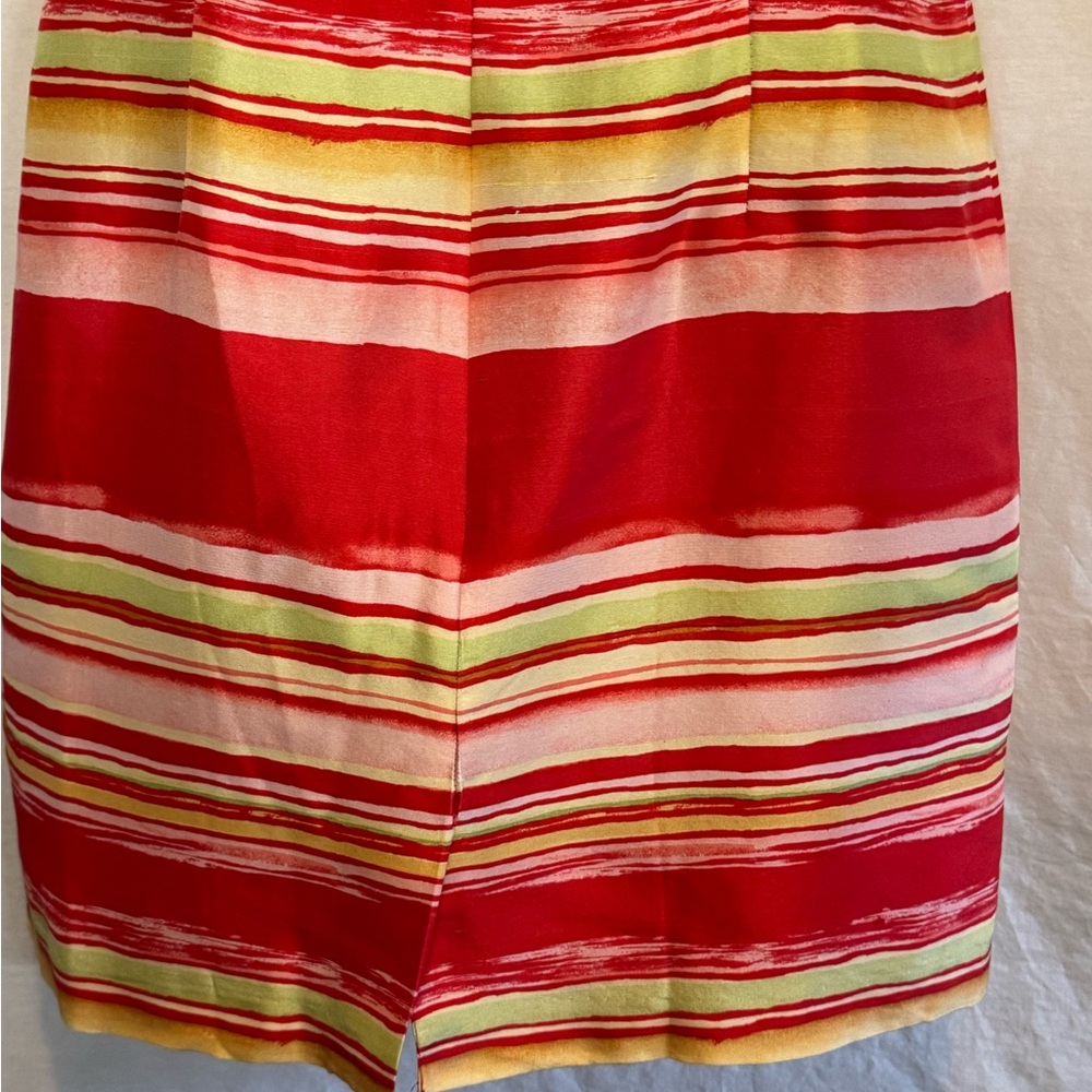 A-172 Jessica Howard‎ 100% Silk Striped Red and Yellow Sleeveless Dress Size 8P - Picture 8 of 14